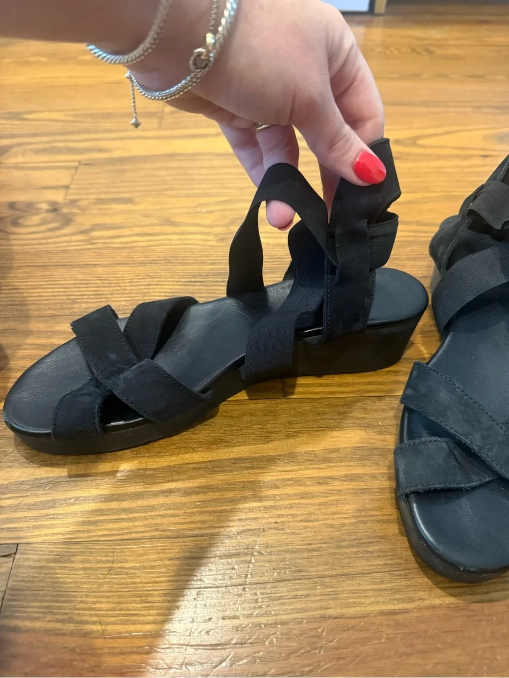 Arche Black Ruffle Strap Platform Sandals
